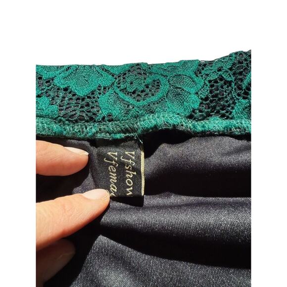 Vfshow VfEmage Womens  Green Lace Off Shoulder Bell Sleeve Gown  - Size XL - Picture 9 of 13